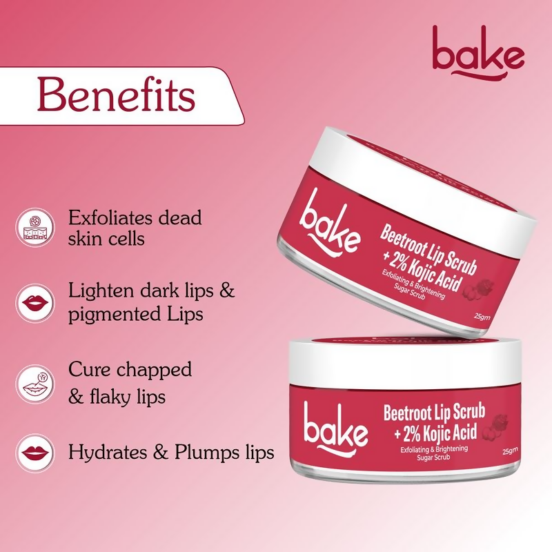 Bake 2% Kojic Acid Beetroot Lip Scrub For Dark Lips & Pigmentation