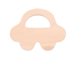 Nesta Toys Wooden Car & Elefant Teether Set, Beech Wood Teether for Babies