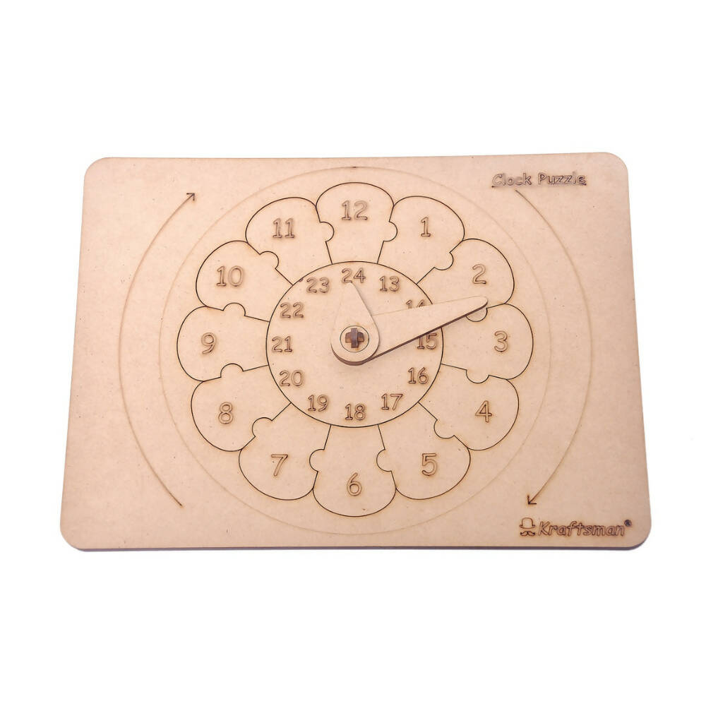 Kraftsman 24 Hour And Minutes Clock Learning Puzzle Board | Color Kit Included