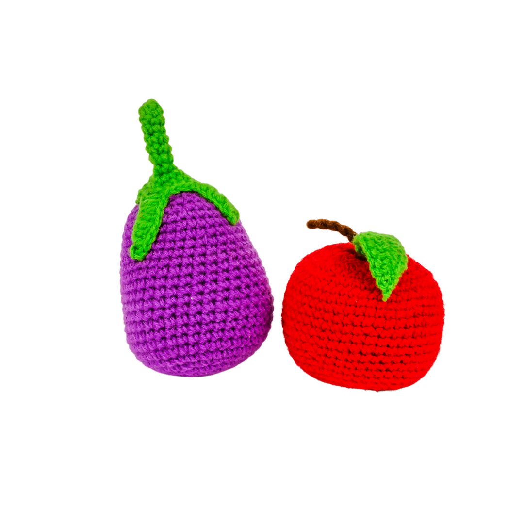 Nesta Toys Crochet Fruits & Vegetable Toys, Play Food for Kids (10 Pcs)