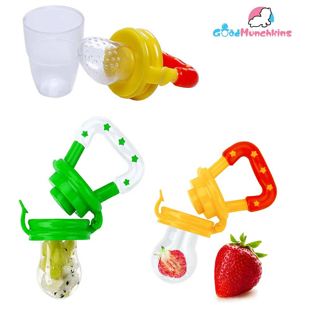 Goodmunchkins Silicone Spoon Food Feeder & Fruit Feeder for Toddlers Food Grade Silicone Bottle 90ml-Pink