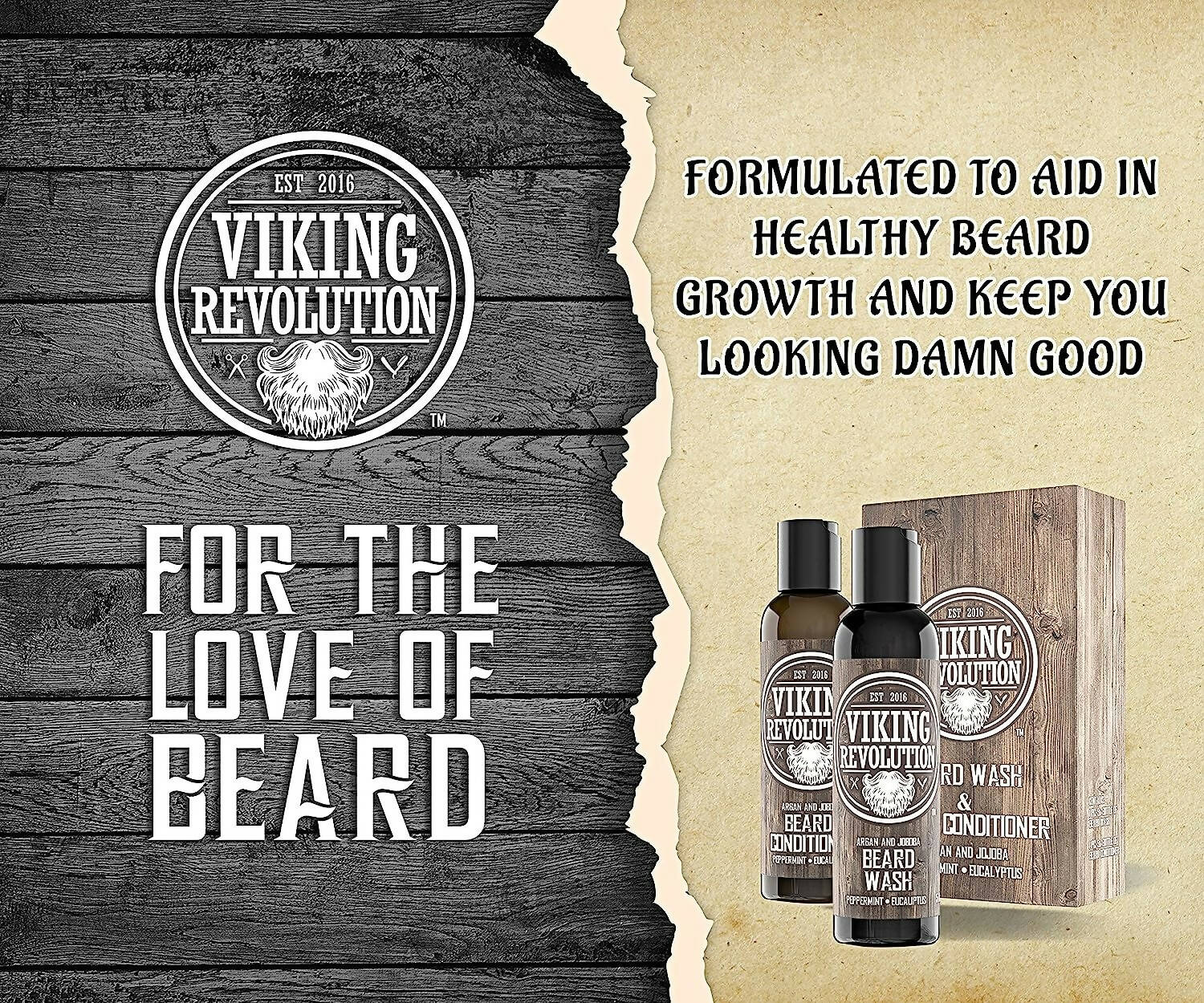 Viking Revolution Beard Wash and Beard Conditioner Combo
