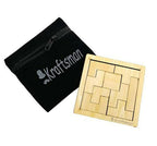 Kraftsman Portable Wooden Tetris Puzzle | 9 Pieces Puzzle 6x6 Board for Kids and Adults | Travel Pouch Included